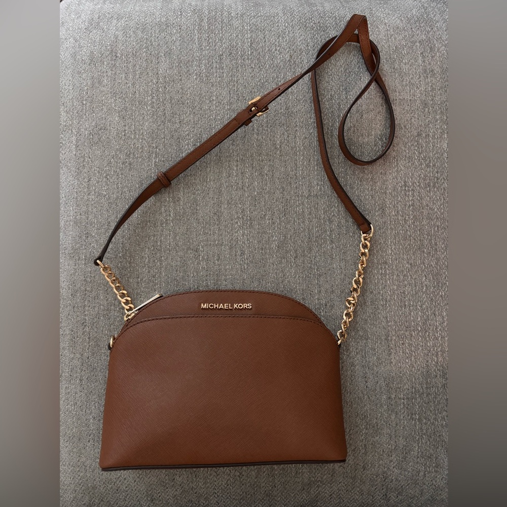 Michael Kors Chestnut Crossbody Bag with Gold Accents